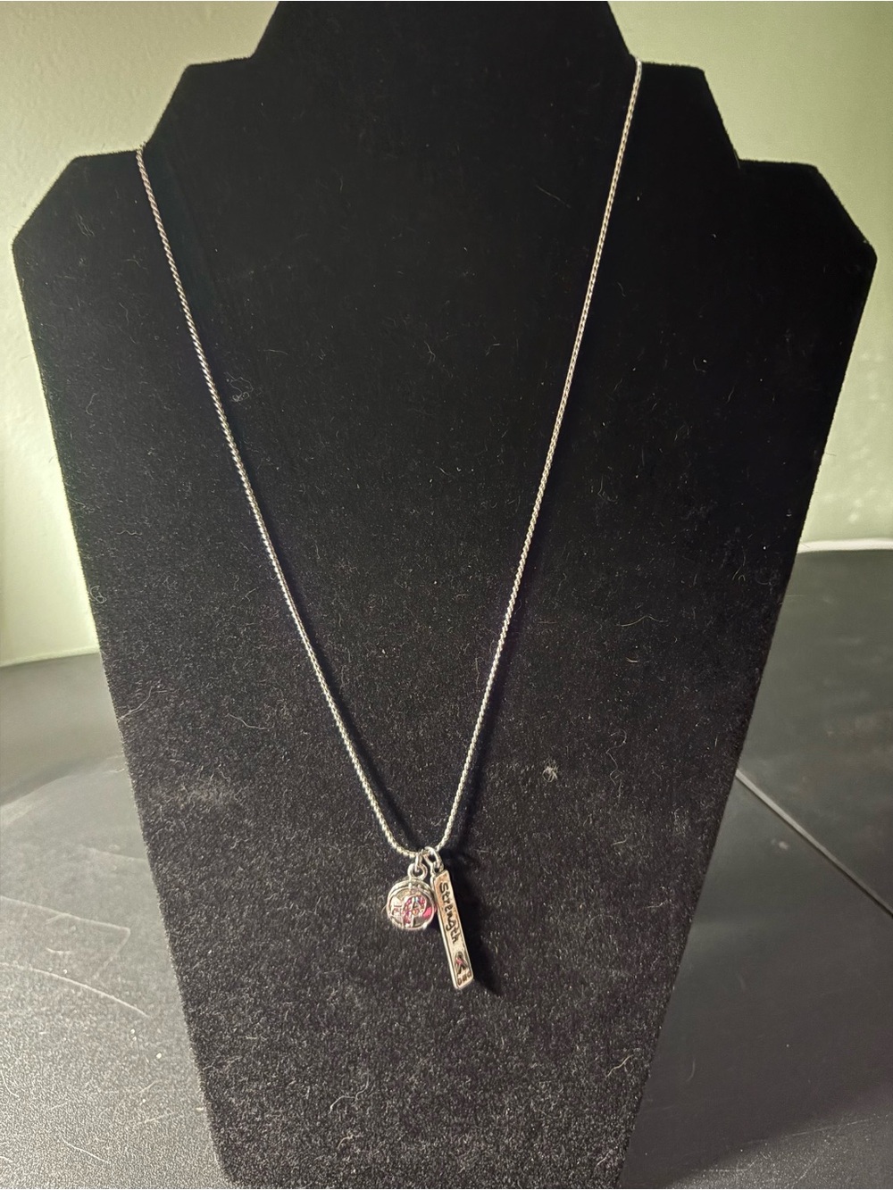 Silver Breast Cancer Accent Pendant Necklace - Women Jewelry